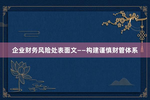 企业财务风险处表面文——构建谨慎财管体系